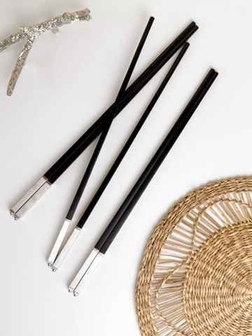 Set 10 đũa trơn vạch bạc