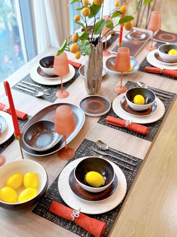 Set tiệc xuân nâu cam