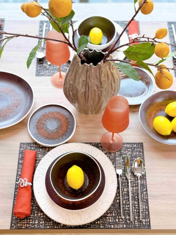 Set tiệc xuân nâu cam