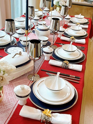 Set tiệc sứ xương xanh lam