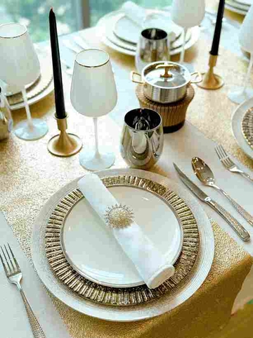 Set tiệc Âu tone vàng bạc