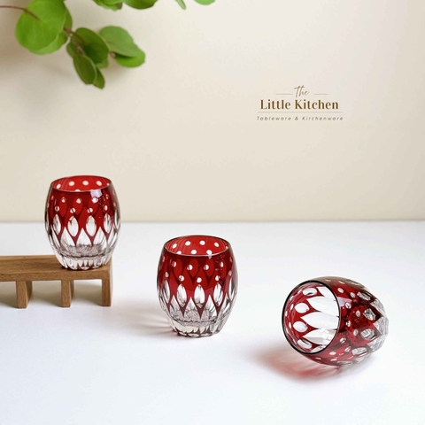 Cốc  pha lê đỏ viền bi 9