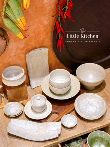 Bộ bát đĩa cao cấp phong cách Nhật Bản màu be loang lì