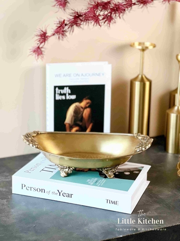 Đồng Ấn Độ khay chân bầu dục vàng