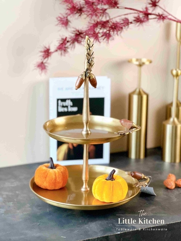 Đồng Ấn Độ khay 2 tầng hạt dẻ vàng 26*39