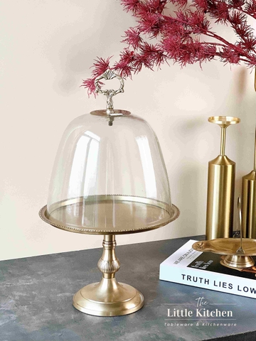 Đồng Ấn Độ set chân chụp thuỷ tinh vàng 25*43