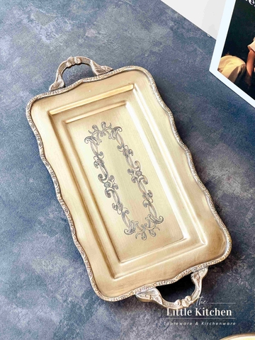 Đồng Ấn Độ khay hình chữ nhật 2 quai 34*17*2