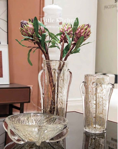 Bình thủy tinh vây nổi vệt vàng