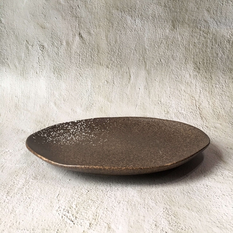 Bộ bát đĩa gia đình cao cấp  màu nâu đốm trắng men lì