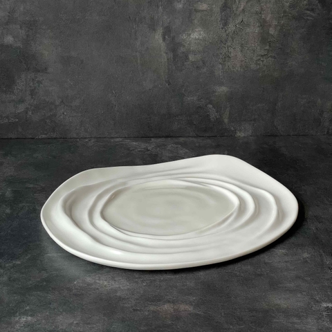 Bộ đĩa nhà hàng cao cấp màu trắng họa tiết viền hoa