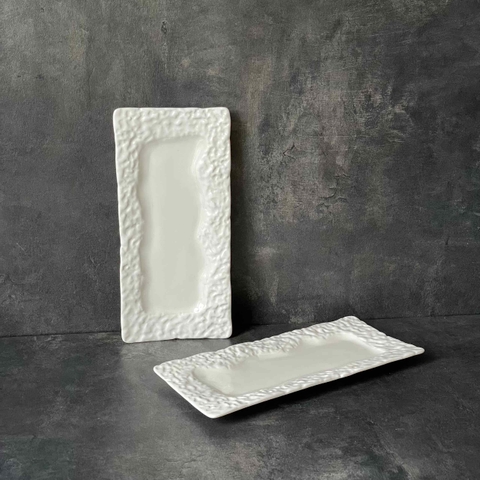 Bộ đĩa nhà hàng cao cấp màu trắng họa tiết viền nhăn