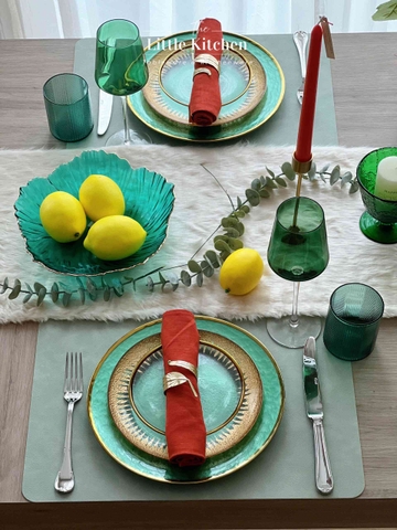 Set tiệc xanh vàng luxury