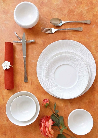 Bộ bát đĩa cao cấp men lì màu trắng dáng nấm