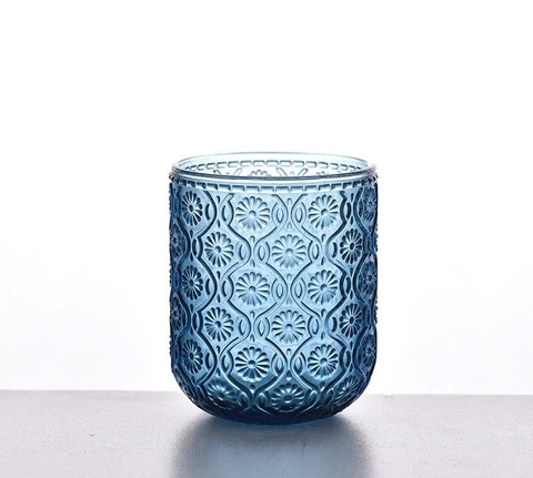 Cốc thuỷ tinh hoa tròn lam 11