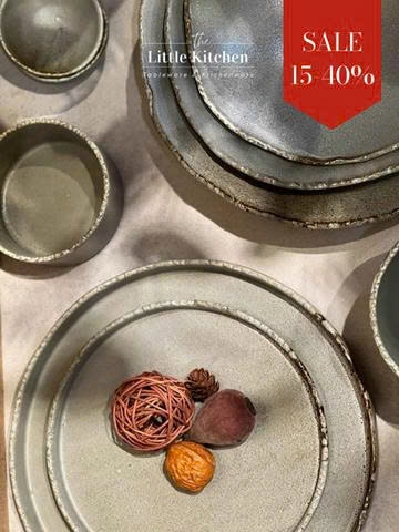 Bộ bát đĩa cao cấp màu ghi họa tiết răng cưa