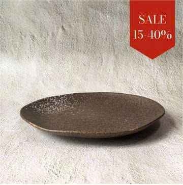 Bộ bát đĩa gia đình cao cấp  màu nâu đốm trắng men lì