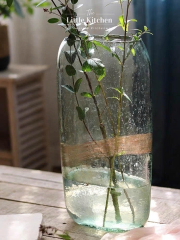 Lọ thuỷ tinh lục bầu dục vân vàng