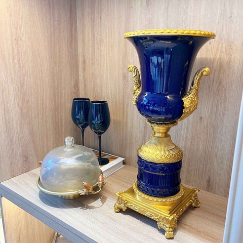 Cúp sứ đồng tím 2 tai vàng