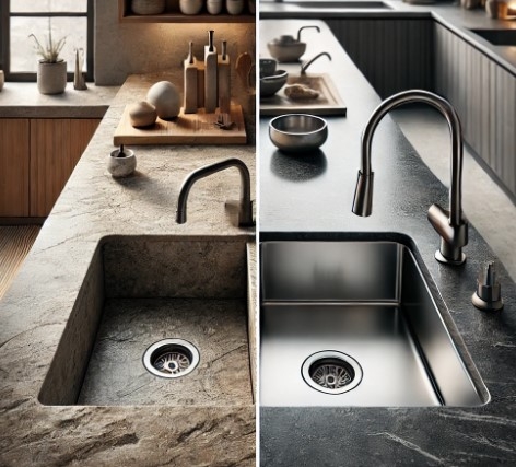 Nên chọn chậu rửa chén chất liệu đá nhân tạo hay inox 304 ?