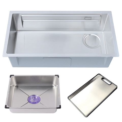 Chậu Rửa Chén Thủ Công 1 Hộc inox 304 Âm Đá 78x41cm