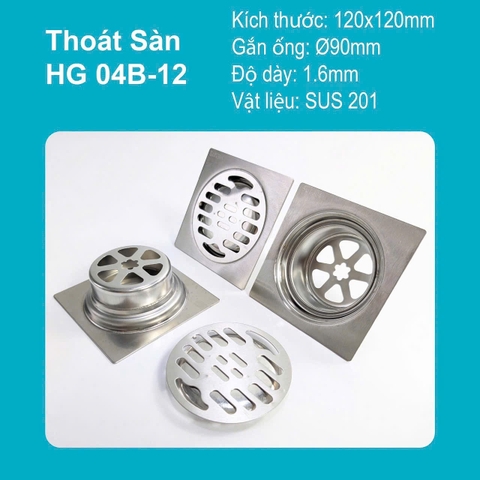 Phểu thoát sàn inox 304 mờ 04 B_12cm