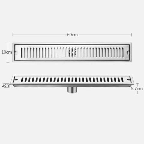 Phểu thoát sàn dài inox 304 mờ 10x60cm