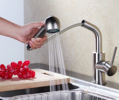 Vòi Rửa Chén Nóng Lạnh Dây Rút Inox 304 Mờ LANKA VRCNL04