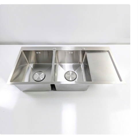 Chậu Rửa Chén 2 Hộc Inox 304 Không Sơn 120x5cm dày 3.0mm