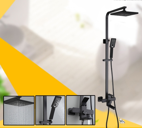 Vòi sen tắm đứng mẫu vuông màu đen LANKA mã SC14