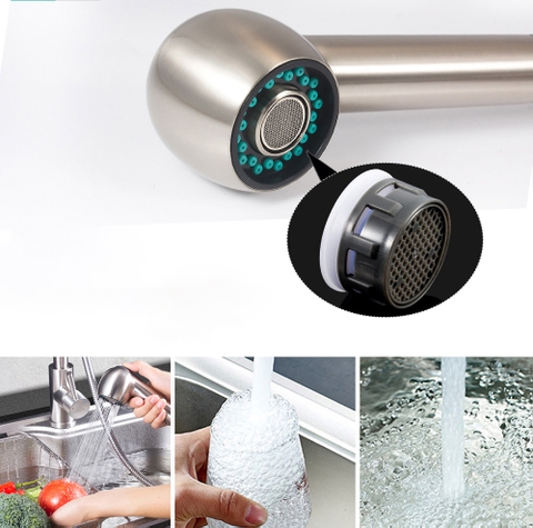 Vòi Rửa Chén Nóng Lạnh Dây Rút Inox 304 Mờ LANKA VRCNL04