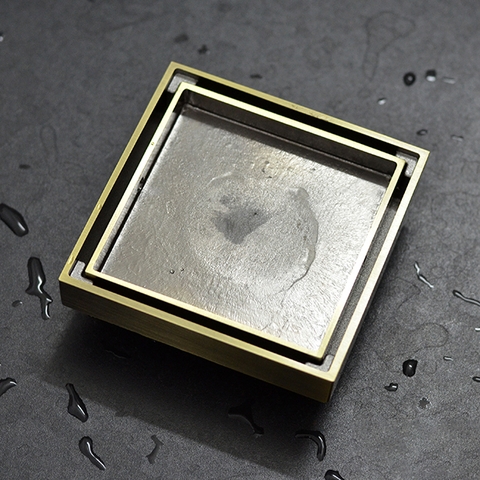 Phểu thoát nước sàn toilet mặt vuông màu vàng TS08