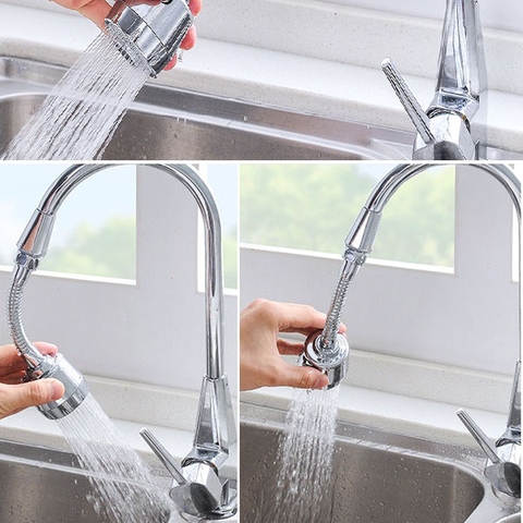 Đầu gắn vòi rửa chén kèm dây inox LANKA xoay 360 độ tiện dụng