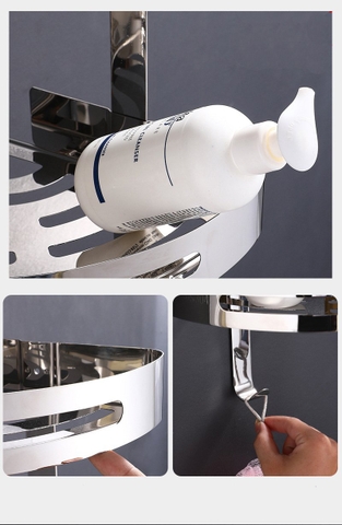 KỆ GÓC ĐÔI ĐỂ VẬT DỤNG NHÀ TẮM INOX 304 MÃ E02