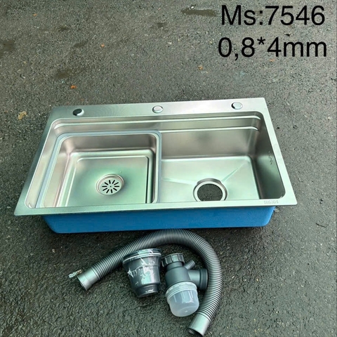 Chậu Rửa Chén Thủ Công 1 Hộc inox 304 kích thước 75x46cm-W Khay 304