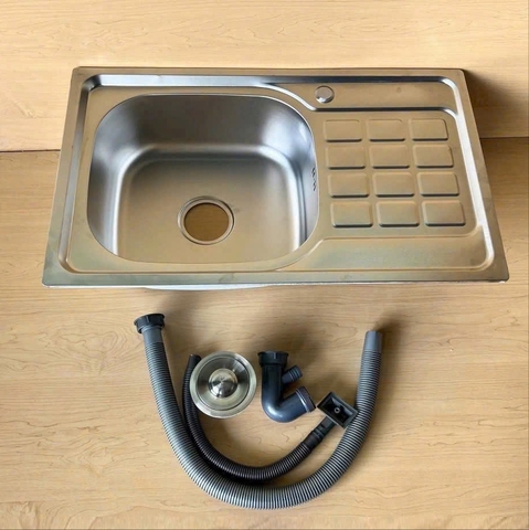 Chậu Rửa Chén Ép Inox 304 1 Hộc kích thước 75x45cm_Có Cánh