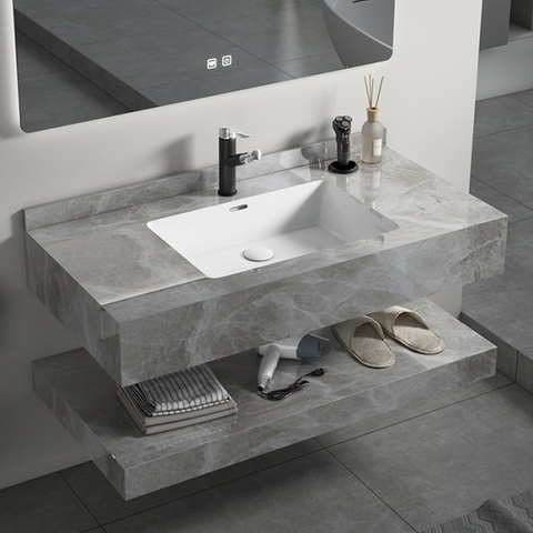 Bàn đá Lavabo 2 Tầng 402-80cm Xám Bóng