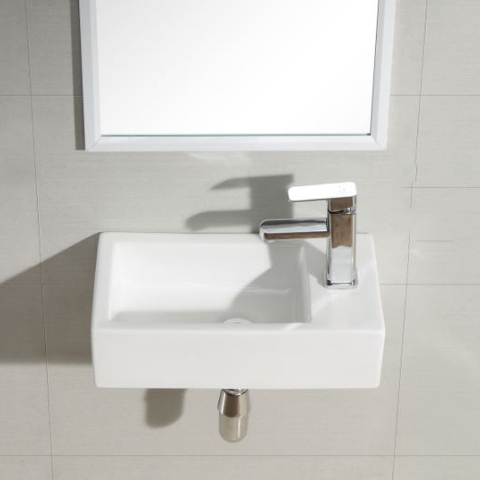 Chậu Lavabo Treo Tường kích thước nhỏ gọn ( có thể gắn góc tường bên phải )