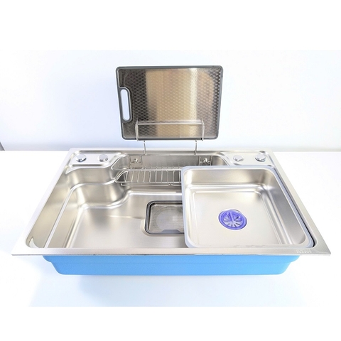Chậu Rửa Chén Thủ Công 1 Hộc inox 304 kích thước 78x48cm_Xả Vuông