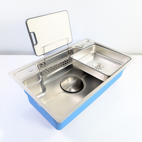 Chậu Rửa Chén Thủ Công 1 Hộc inox 304 kích thước 78x48cm_Xả Tròn
