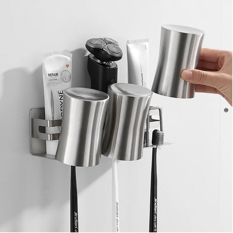 Kệ để bàn chải inox 304 dán tường KBC07 (3 ngăn)