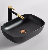 LAVABO SỨ ĐẶT BÀN MẠ ĐEN ORABI OVAL LB12