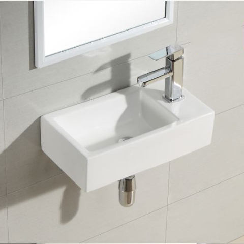 Chậu Lavabo Treo Tường kích thước nhỏ gọn ( có thể gắn góc tường bên phải )