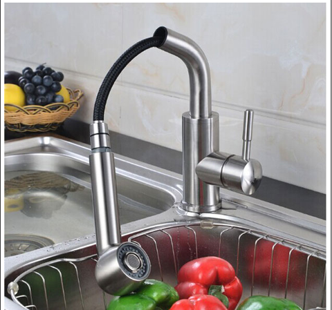 Vòi Rửa Chén Nóng Lạnh Dây Rút Inox 304 Mờ LANKA VRCNL04