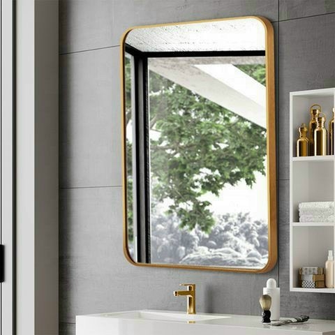 Gương Phòng Tắm Vuông Viền Sắt Sơn Tĩnh Điện Vàng Lanka GS07