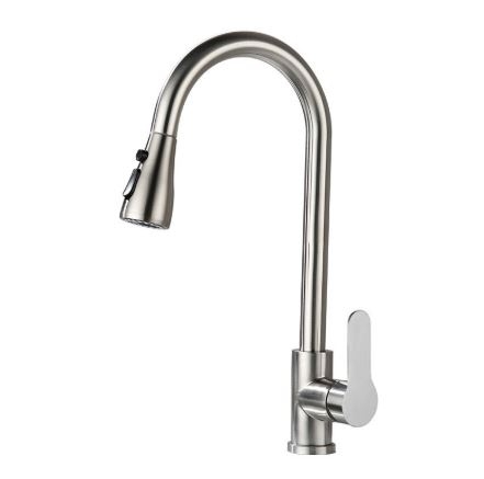 Vòi rửa chén dây rút nóng lạnh VCR58 inox 304 Mờ