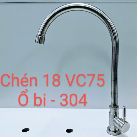 Vòi rửa chén Lạnh ổ bi VC75-Ø18 304 - Mờ