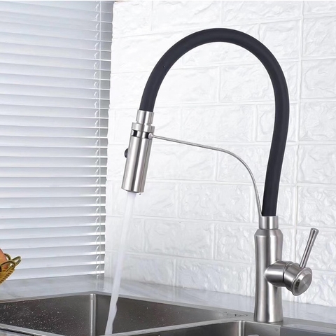 Vòi Rửa Chén Nóng Lạnh Thân Mềm Inox 304 Mờ Lanka VRCNL13