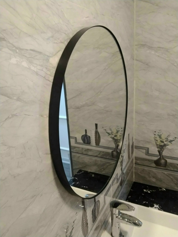 Gương Phòng Tắm Tròn Viền Sắt Sơn Tĩnh Điện Đen Lanka GS04