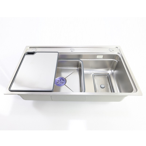 Chậu Rửa Chén Thủ Công 1 Hộc inox 304 kích thước 78x46cm- Lọc rác Chữ Nhật
