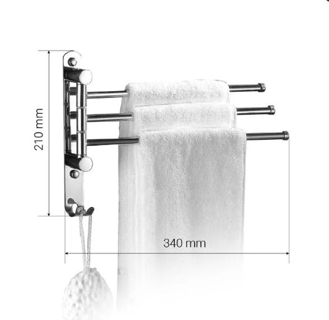 Kệ treo khăn Inox 304 cao cấp MK50 - Thanh treo khăn nhà tắm đa năng xoay 180 độ